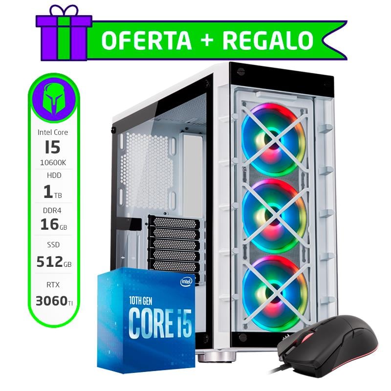 PC GAMER ARMADA COMPLETA INTEL I5 10600K 16GB SSD NVME 512GB HDD 1TB RTX 3060TI + MOUSE DE REGALO