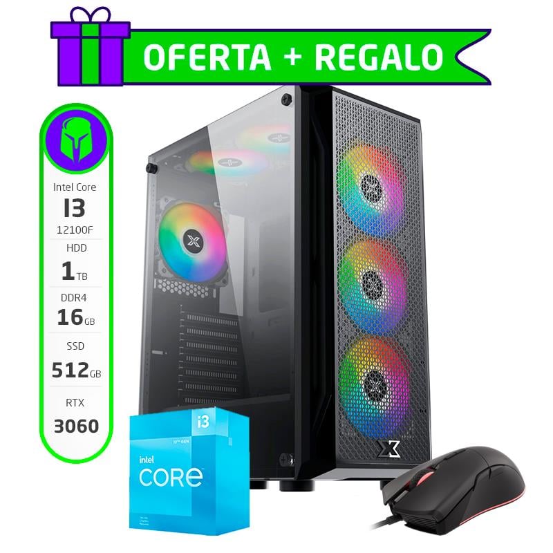 PC GAMER ARMADA COMPLETA INTEL I3 12100F 16GB SSD NVME 512GB HDD 1TB RTX 3060 + MOUSE DE REGALO