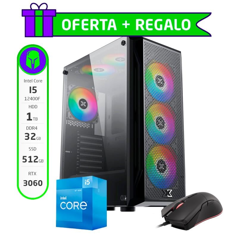 PC GAMER ARMADA COMPLETA INTEL I5 12400F 32GB SSD NVME 512GB HDD 1TB RTX 3060 + MOUSE DE REGALO