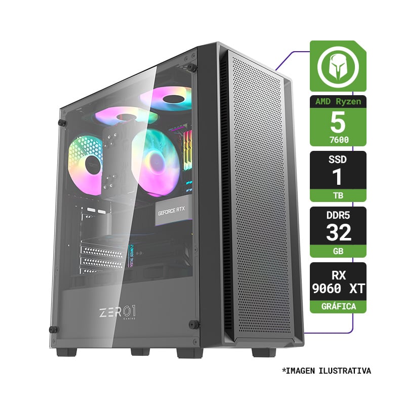 PC GAMER AMD RYZEN 5 7600 RAM 32GB SSD 1TB RX 9060 XT 16GB