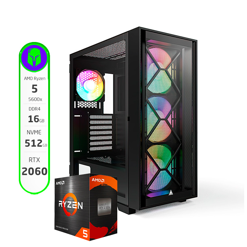 PC ARMADA COMPLETA AMD RYZEN 5 5600X 16GB 512GB NVME 1TB HDD RTX 2060