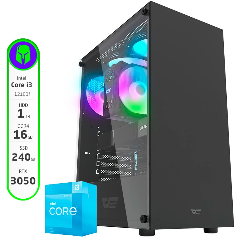 PC ARMADA COMPLETA INTEL I3-12100F 16GB 240GB SSD 1TB HDD RTX 3050