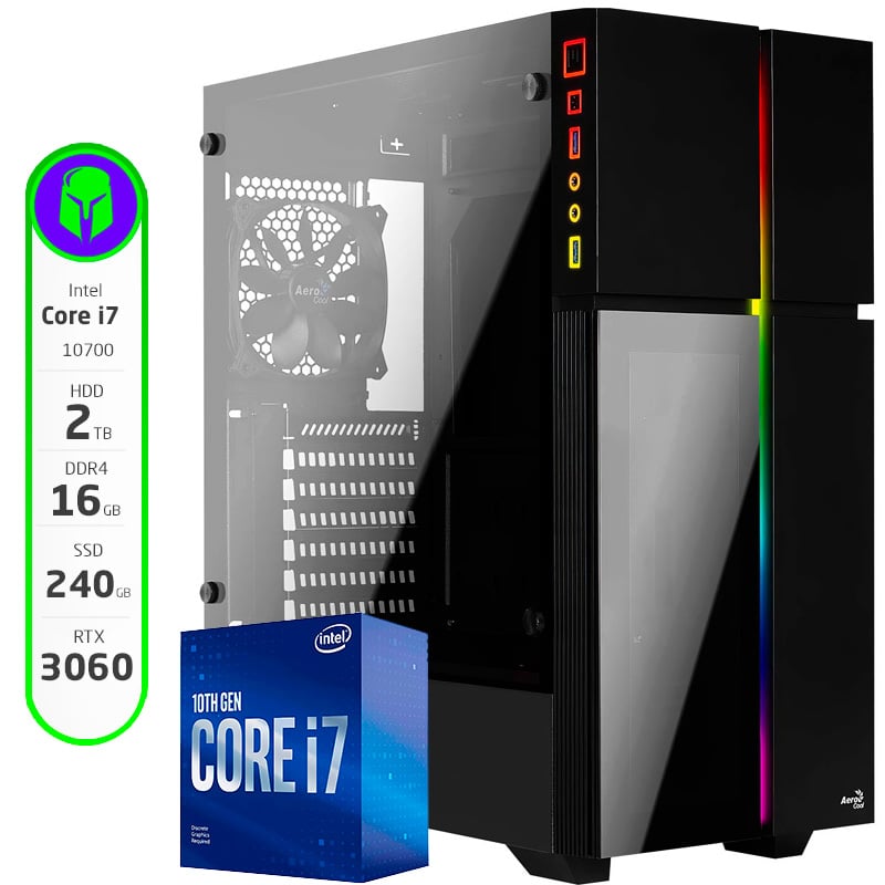 PC ARMADA COMPLETA INTEL I7-10700 16GB 240GB SSD 2TB HDD RTX 3060