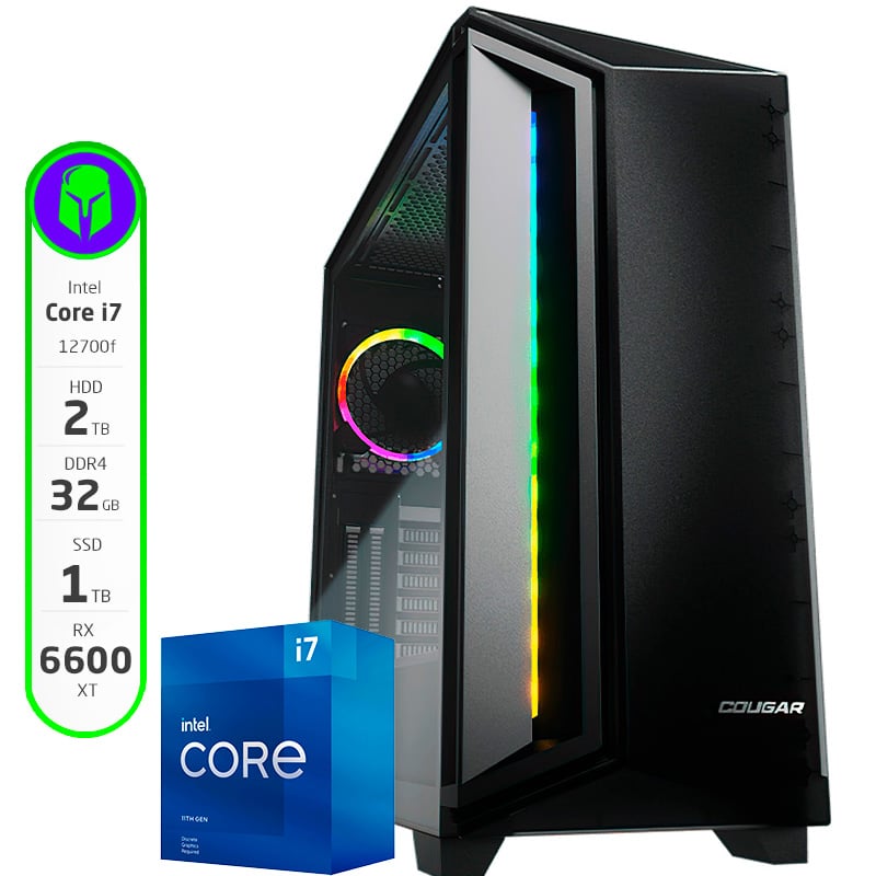 PC ARMADA COMPLETA INTEL I7-12700F 32GB 1TB SSD 2TB HDD RX 6600 XT