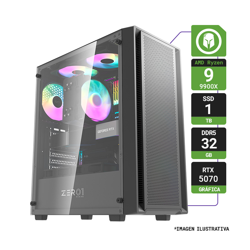 PC GAMER WHITE AMD RYZEN 9 9900X RAM 32GB DDR5 1TB SSD RTX 5070
