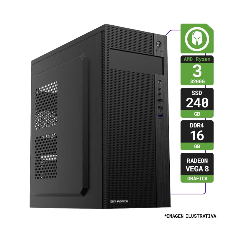 PC HOGAR AMD RYZEN 3 3200G RAM 16GB SSD 240GB