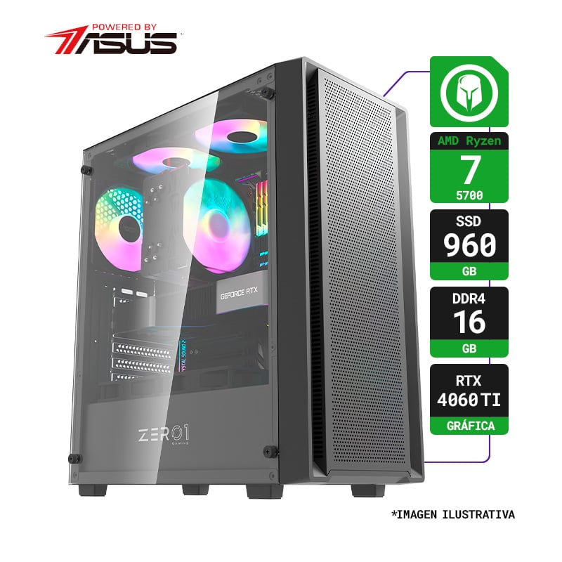 PC GAMER AMD RYZEN 7 5700 SSD 1TB RAM 16GB RTX 4060 TI WIFI