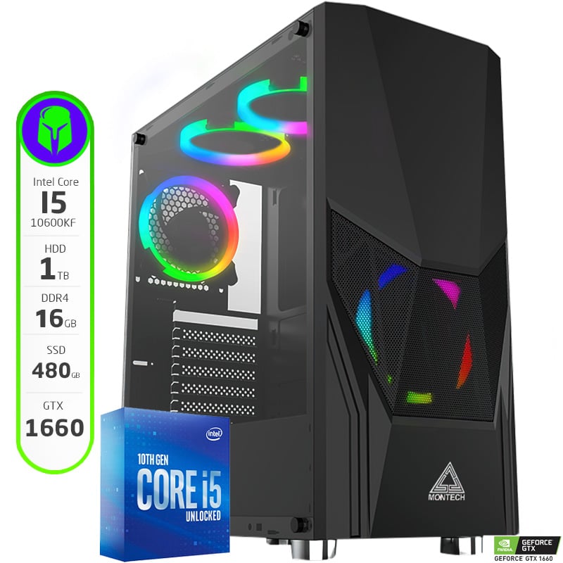 PC ARMADA INTEL CORE I5 10600KF - 16 GB - 480 GB SSD - 1 TB HDD - GTX 1660
