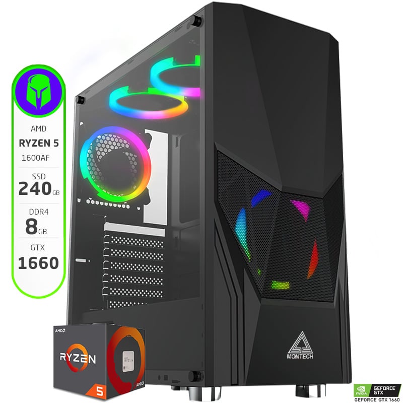 PC GAMER ARMADA AMD RYZEN 5 1600 AF - 8GB - 240GB SSD - GTX 1660