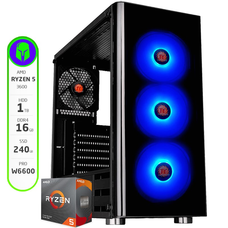 PC GAMER ARMADA AMD RYZEN 5 3600 - 16GB - 240GB SSD - 2 TB HDD - PRO W6600