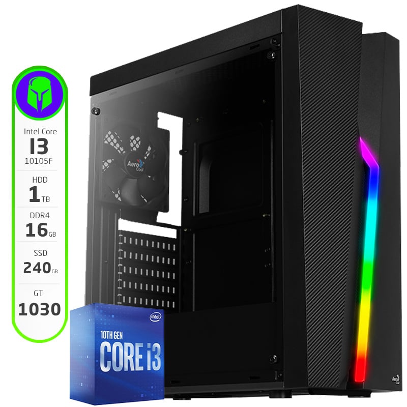 PC GAMER ARMADA INTEL CORE I3 10105F - 16 GB - 240 GB SSD - 1TB HDD - GT 1030