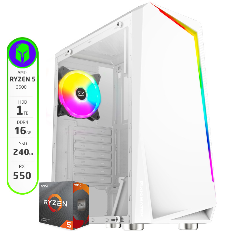 PC GAMER ARMADA AMD RYZEN 5 3600 - 16GB - 240GB SSD - 1 TB HDD - RX 550