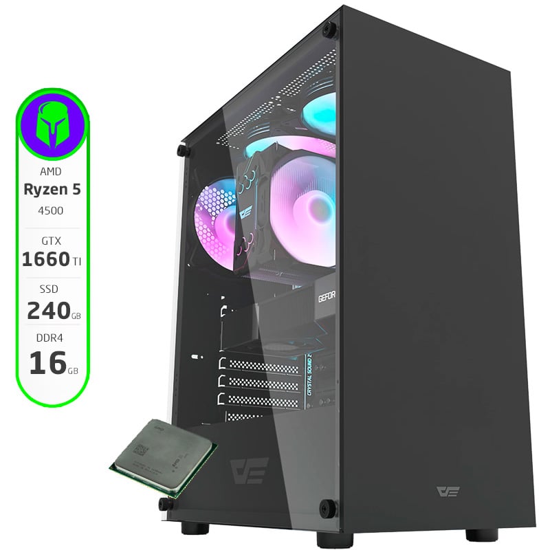PC ARMADA COMPLETA AMD RYZEN 4500 8GB 240GB SSD GTX 1660 TI WIFI