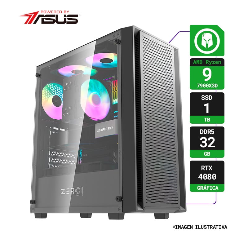 PC GAMER AMD RYZEN 9 7900X3D RAM 32GB SSD 1TB RTX 4080 TUF WIFI