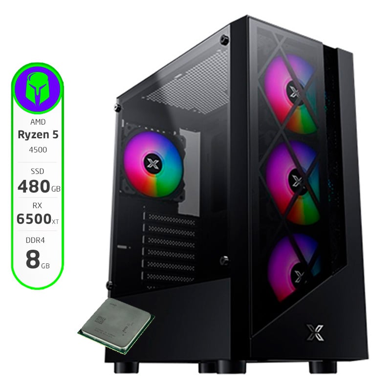 PC GAMER ARMADA COMPLETA AMD RYZEN 5 4500 16GB SSD 480GB RX 6500 XT