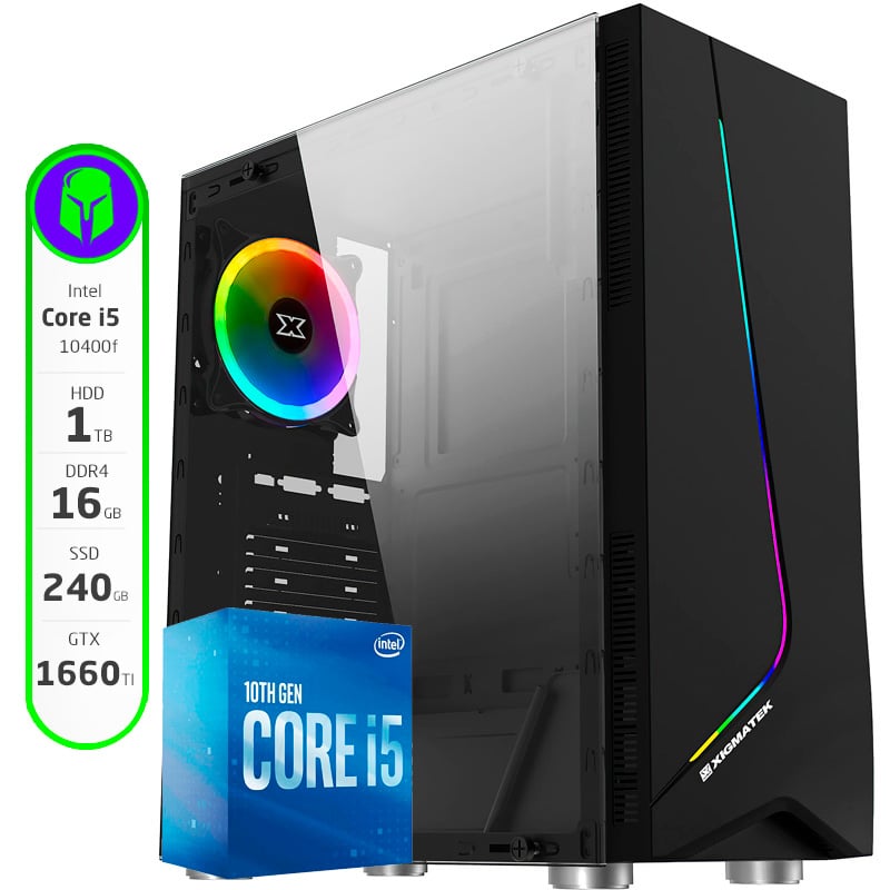 PC GAMER ARMADA COMPLETA INTEL I5 10400F 16GB 240GB SSD 1TB HDD GTX 1660TI