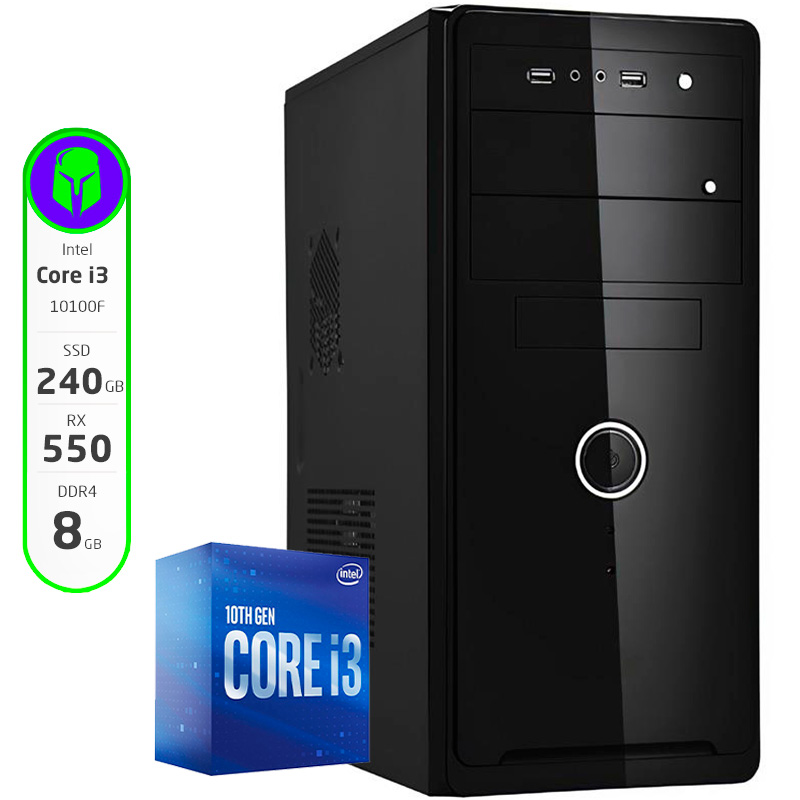 PC GAMER ARMADA COMPLETA INTEL I3 10100F 8GB 240GB SSD RX 550