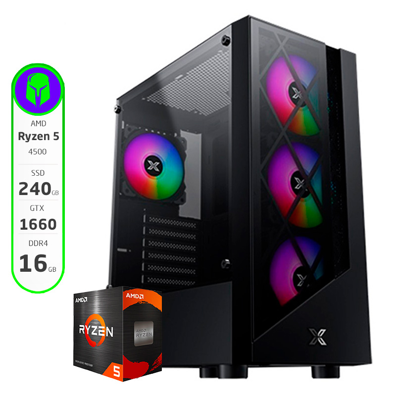 PC GAMER ARMADA COMPLETA RYZEN 5 4500 16GB 240GB NVME GTX 1660 SUPER