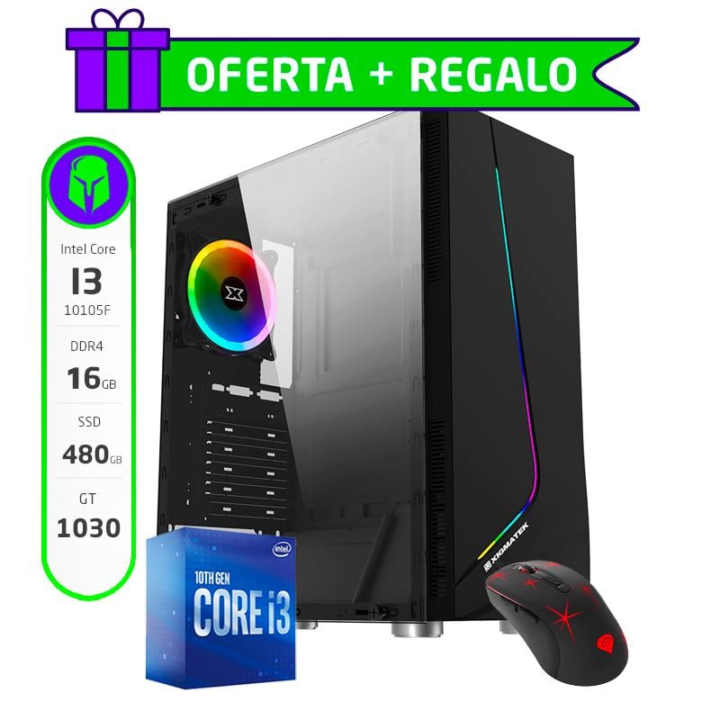 PC ARMADA COMPLETA INTEL I3 10105F 16GB SSD 480GB GT 1030 + MOUSE DE REGALO