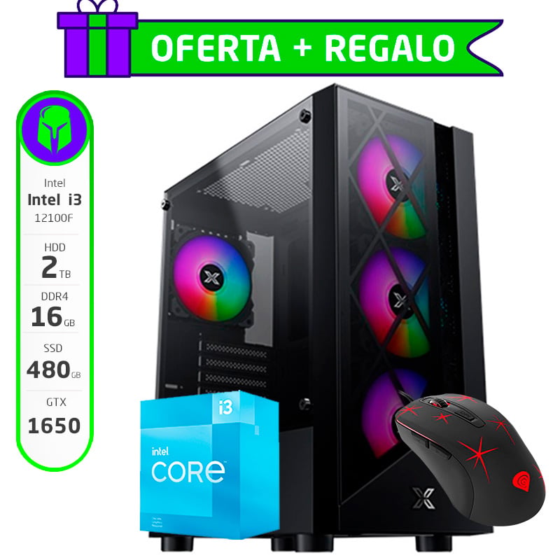 PC ARMADA COMPLETA INTEL I3 12100F 16GB SSD 480GB HDD 2TB GTX 1650 + MOUSE DE REGALO