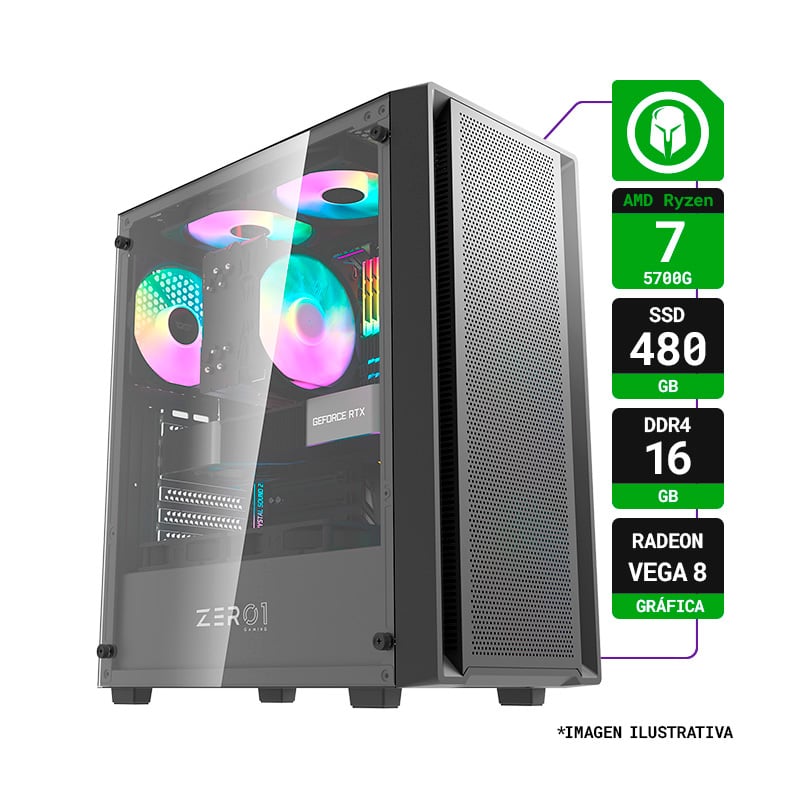 PC GAMER AMD RYZEN 7 5700G RAM 16GB SSD 480GB