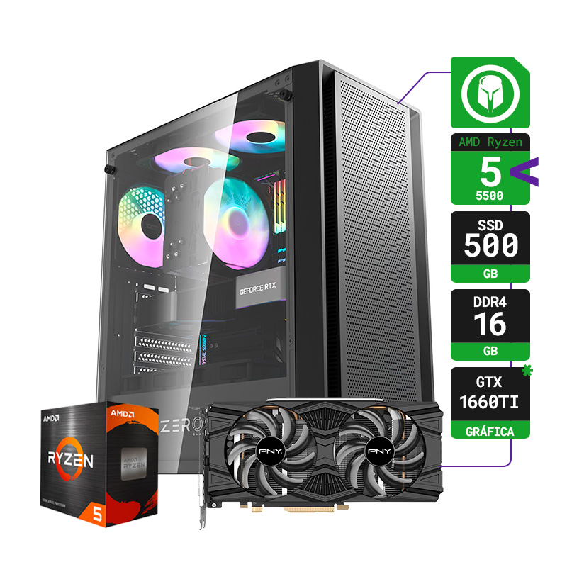PC GAMER AMD RYZEN 5 5500 16GB 500 GB SSD GTX 1660 TI
