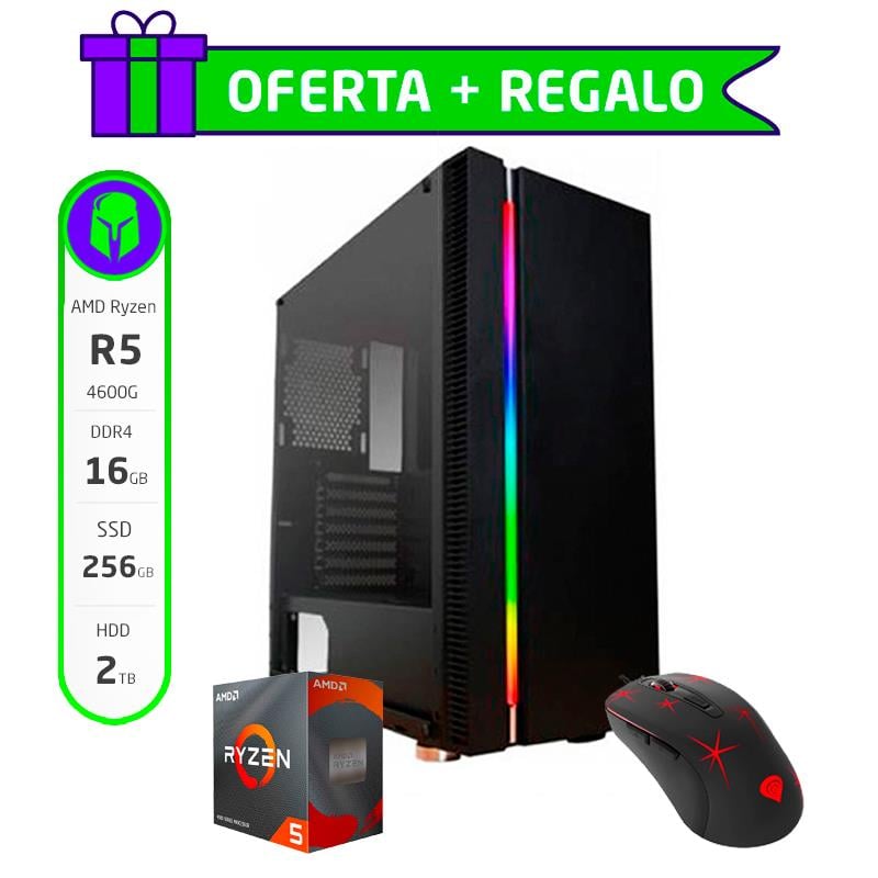 PC ARMADA COMPLETA AMD RYZEN 5 4600G 16GB SSD NVME 256GB HDD 2TB + MOUSE DE REGALO