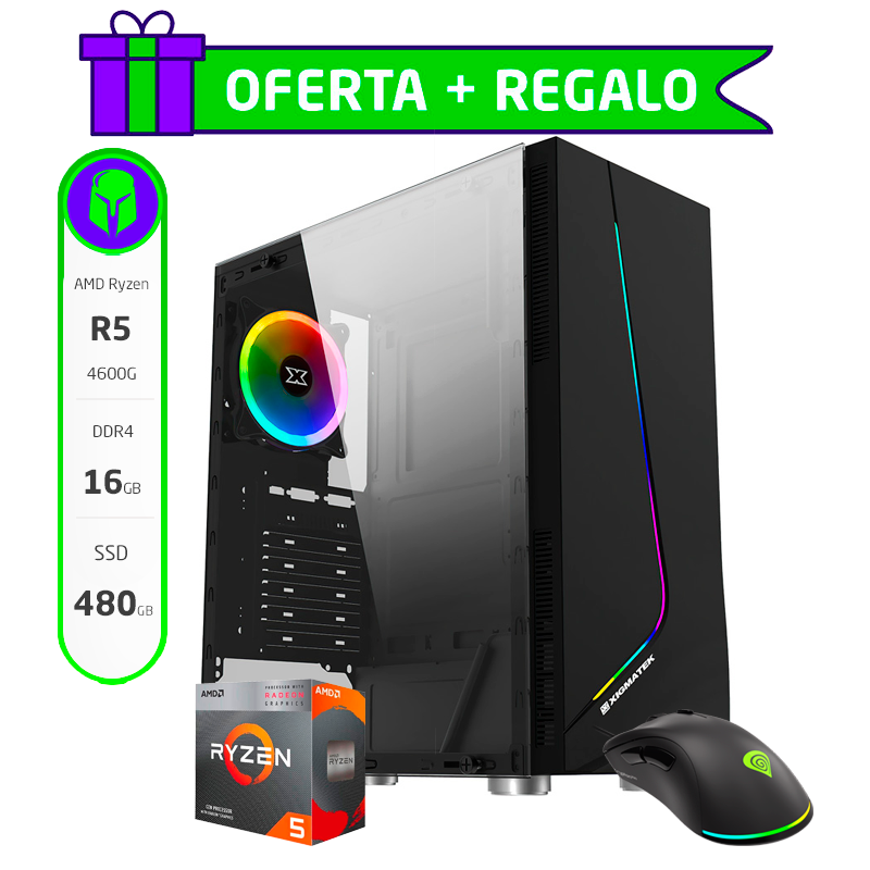 PC ARMADA COMPLETA AMD RYZEN 5 4600G 16GB SSD 480GB + MOUSE DE REGALO