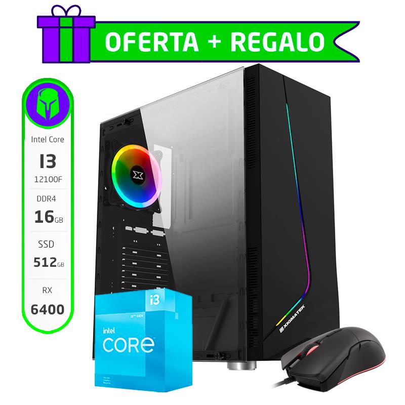 PC GAMER ARMADA COMPLETA INTEL CORE I3 12100F 16GB SSD NVME 512GB RX 6400 + MOUSE DE REGALO
