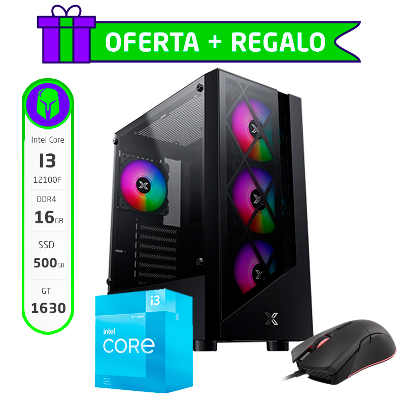 PC GAMER ARMADA COMPLETA INTEL CORE I3 12100F 16GB SSD 500GB GT 1630 + MOUSE DE REGALO