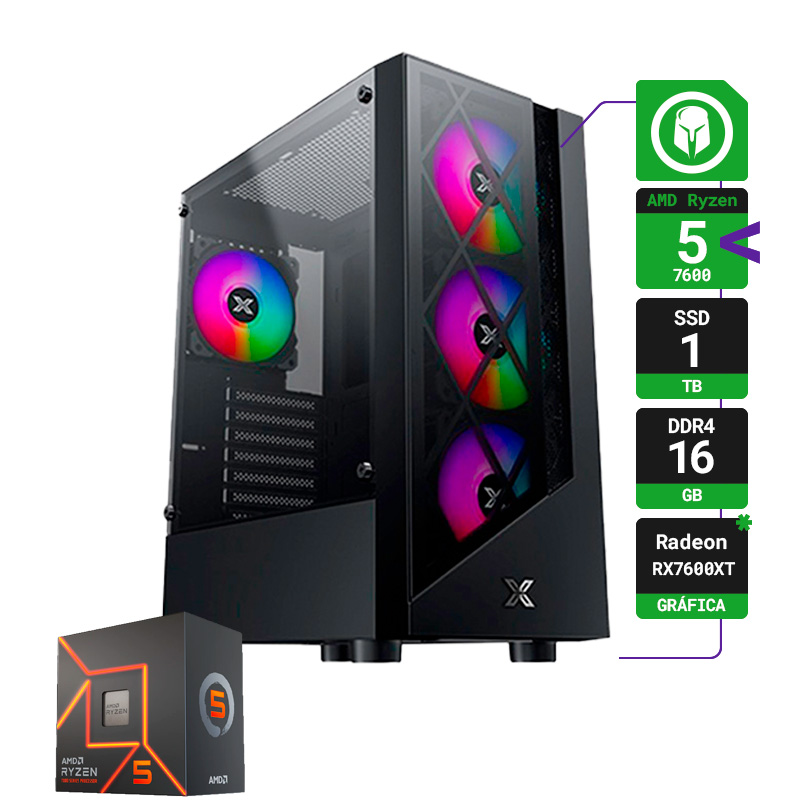 PC ARMADA COMPLETA AMD RYZEN 5 7600 16GB SSD 1TB RX 7600 XT