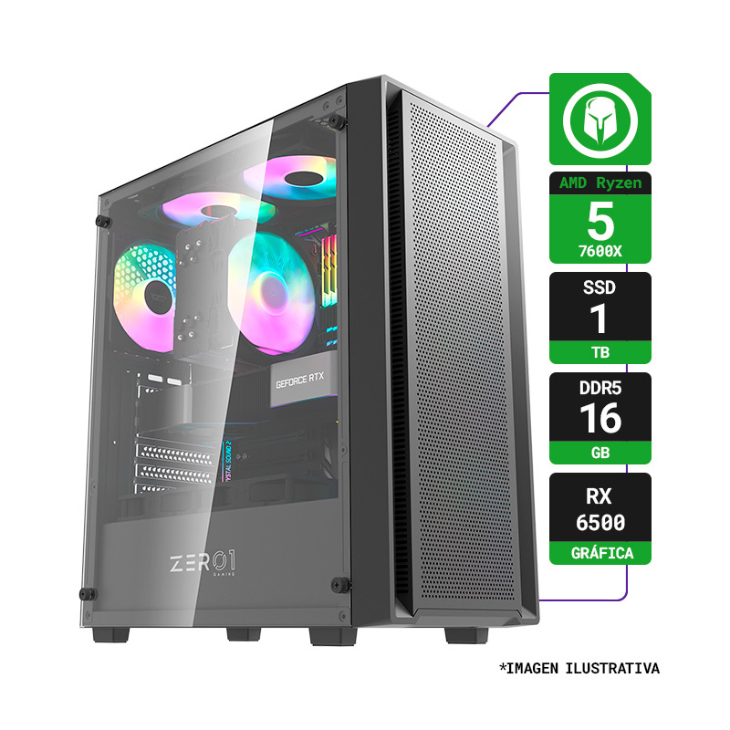 PC GAMER ASUS AMD RYZEN 5 7600X RAM 16GB SSD 1TB RX 6500