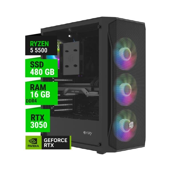Pc Gamer Amd Ryzen 5 5500 Rtx 3050 6gb B550 16gb Ram 480gb Nvme 600w Bronze