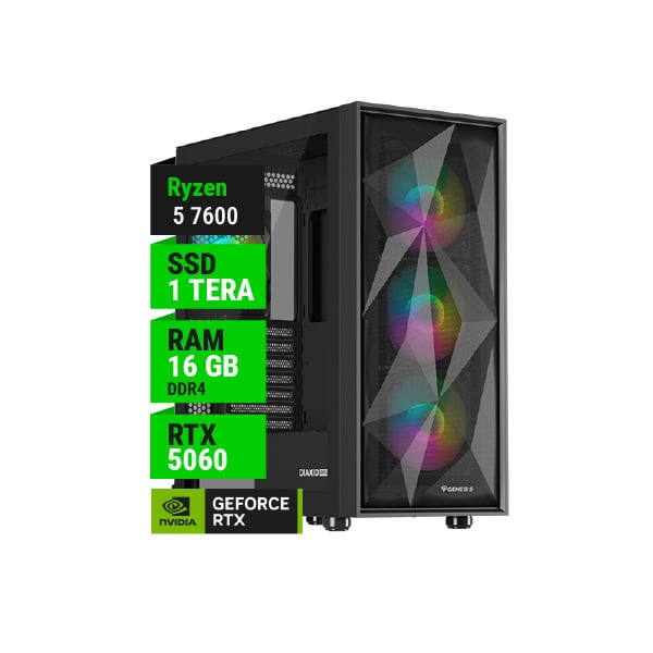 PC GAMER AMD RYZEN 5 7600 RTX 5060 TI 8GB B650 WIFI 16GB RAM 1TB NVME 750W GOLD