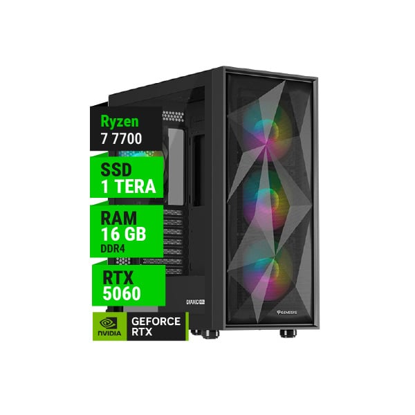 PC GAMER AMD RYZEN 7 7700 RTX 5060 8GB B650 WIFI 16GB RAM 1TB NVME 750W GOLD