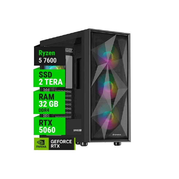 PC GAMER AMD RYZEN 5 7600 RTX 5060 8GB B650 WIFI 32GB RAM 2TB NVME 750W GOLD