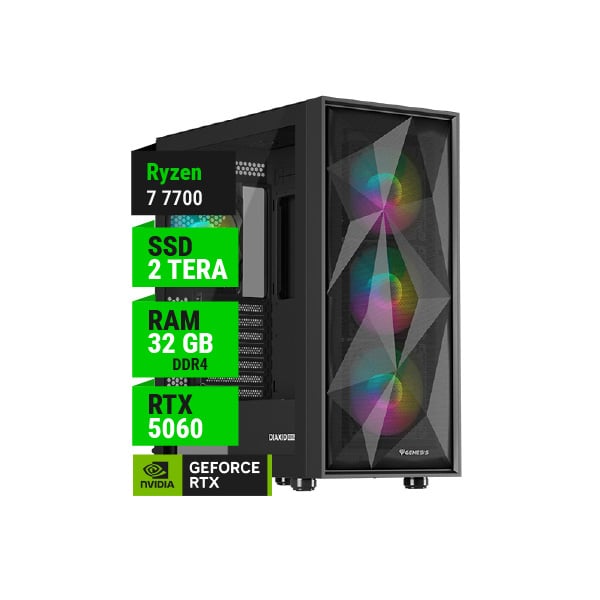 PC GAMER AMD RYZEN 7 7700 RTX 5060 8GB B650 WIFI 32GB RAM 2TB NVME 750W GOLD