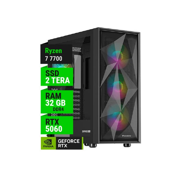 PC GAMER AMD RYZEN 7 7700 RTX 5060 TI 8GB B650 WIFI 32GB RAM 2TB NVME 750W GOLD
