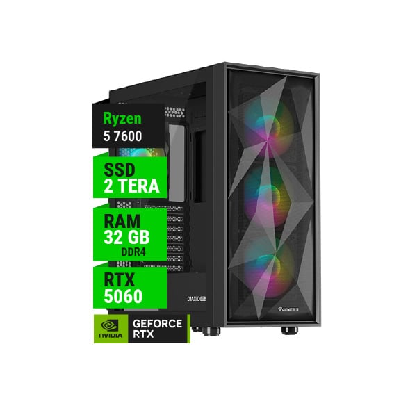 PC GAMER AMD RYZEN 5 7600 RTX 5060 TI 16GB B650 WIFI 32GB RAM 2TB NVME 750W GOLD