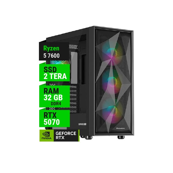 PC GAMER AMD RYZEN 5 7600 RTX 5070 12GB B650 WIFI 32GB RAM 2TB NVME 750W GOLD