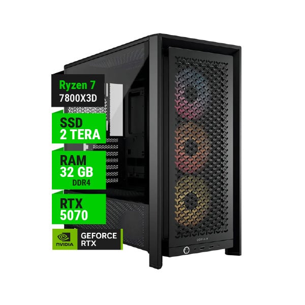 PC GAMER AMD RYZEN 7 7800X3D RTX 5070 12GB B850 WIFI 32GB RAM 2TB NVME 750W GOLD WATER 240MM