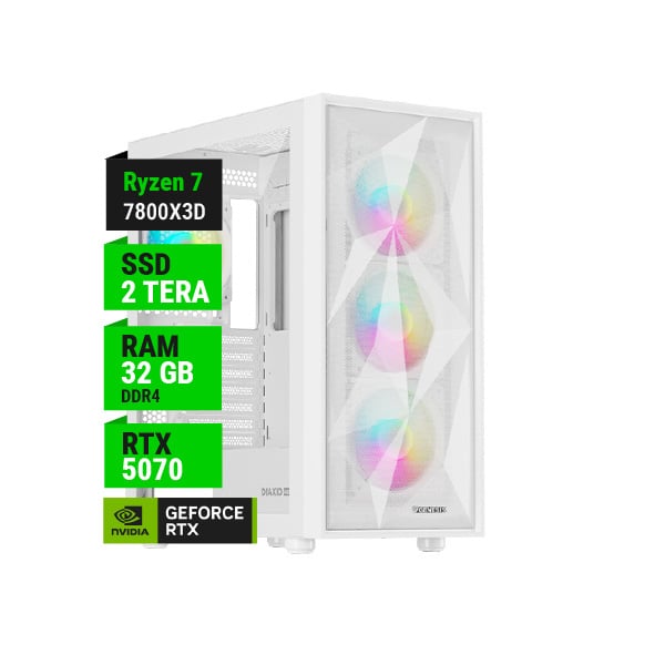 PC GAMER AMD RYZEN 7 7800X3D RTX 5070 12GB B850 WIFI 32GB RAM 2TB NVME 750W GOLD WATER 240MM