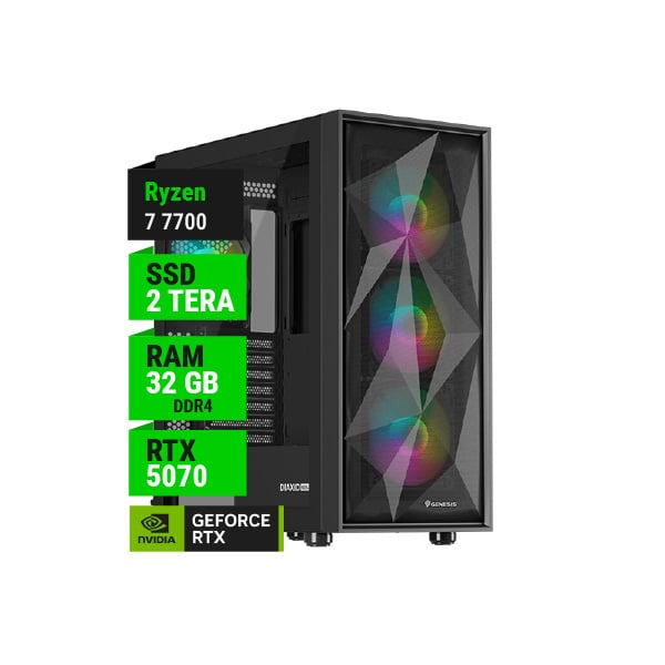 PC GAMER AMD RYZEN 7 7700 RTX 5070 12GB B650 WIFI 32GB RAM 2TB NVME 750W GOLD