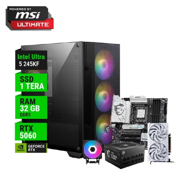 PC POWERED BY MSI ULTIMATE INTEL ULTRA 5 245KF B860 WIFI 32GB RAM 1TB RTX 5060 750W GOLD CPU COOLER