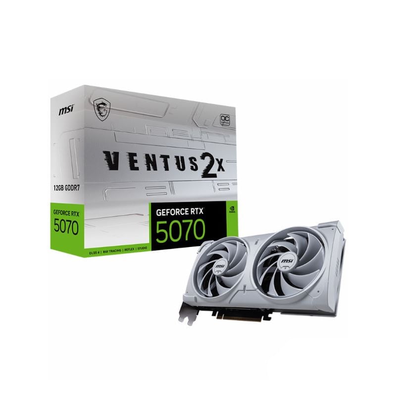PLACA DE VIDEO MSI NVIDIA GEFORCE RTX 5070 VENTUS 2X 12GB OC GDDR7 - WHITE