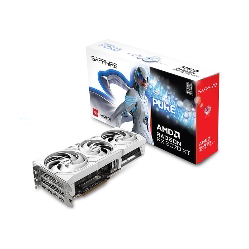PLACA DE VIDEO AMD RADEON SAPPHIRE PURE RX 9070 XT WHITE 16GB GDDR6