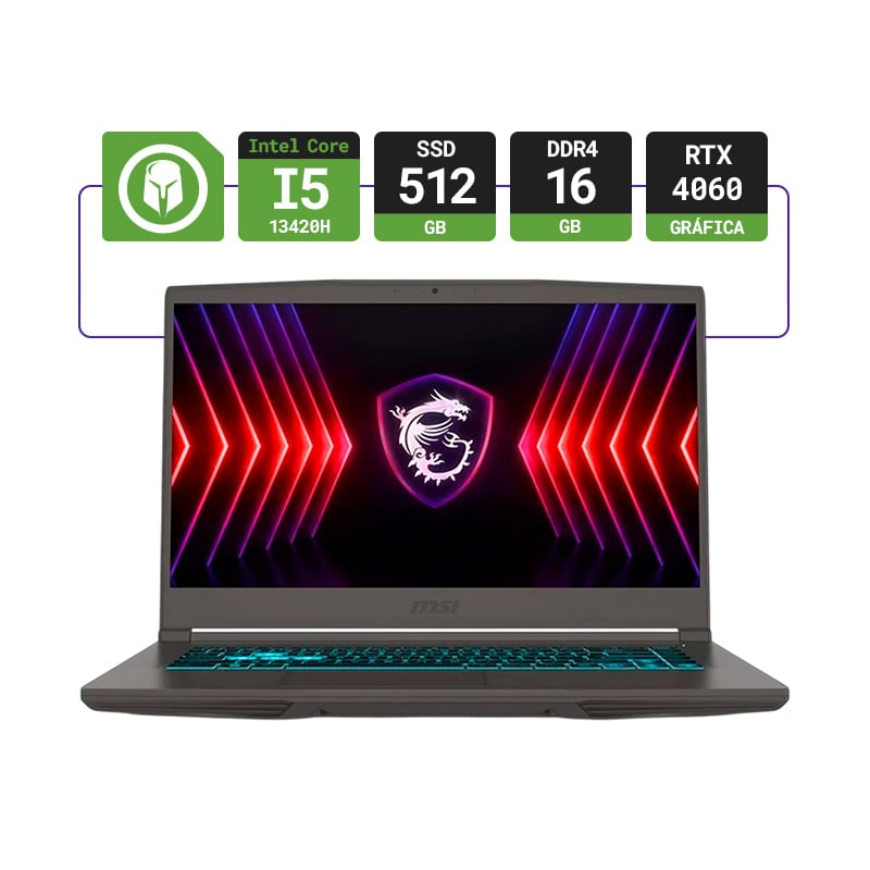 NOTEBOOK MSI THIN 15 GAMING 15.6" INTEL I5 13420H 16GB RAM 512GB SSD RTX 4060 144HZ - W11 - GREY