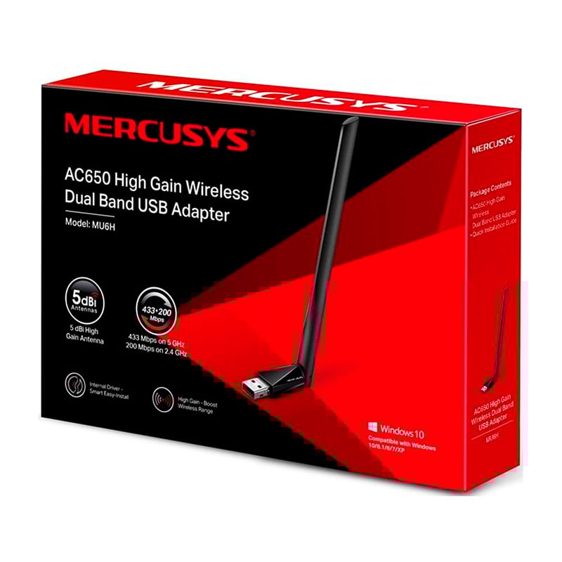 OUTLET - ADAPTADOR USB WIFI MERCUSYS BY TP-LINK MU6H AC650 DUAL BAND 2.4 - 5 GHZ 650MBPS