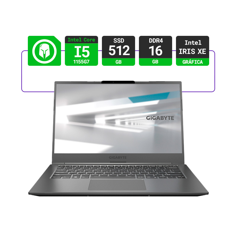 NOTEBOOK GIGABYTE 14 FHD 60HZ I5 INTEL IRIS XE 16GB SSD 512GB GEN4 W11