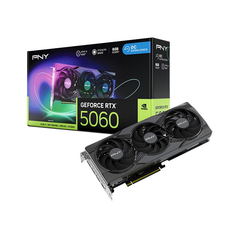 PLACA DE VIDEO PNY GEFORCE RTX 5060 8GB TRIPLE FAN ARGB OC GDDR7